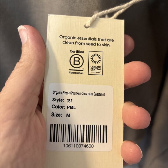 NWT MATE the Label Organic Fleece Shrunken Crew Neck Sweatshirt PBL Taupe Brown - Picture 5 of 7